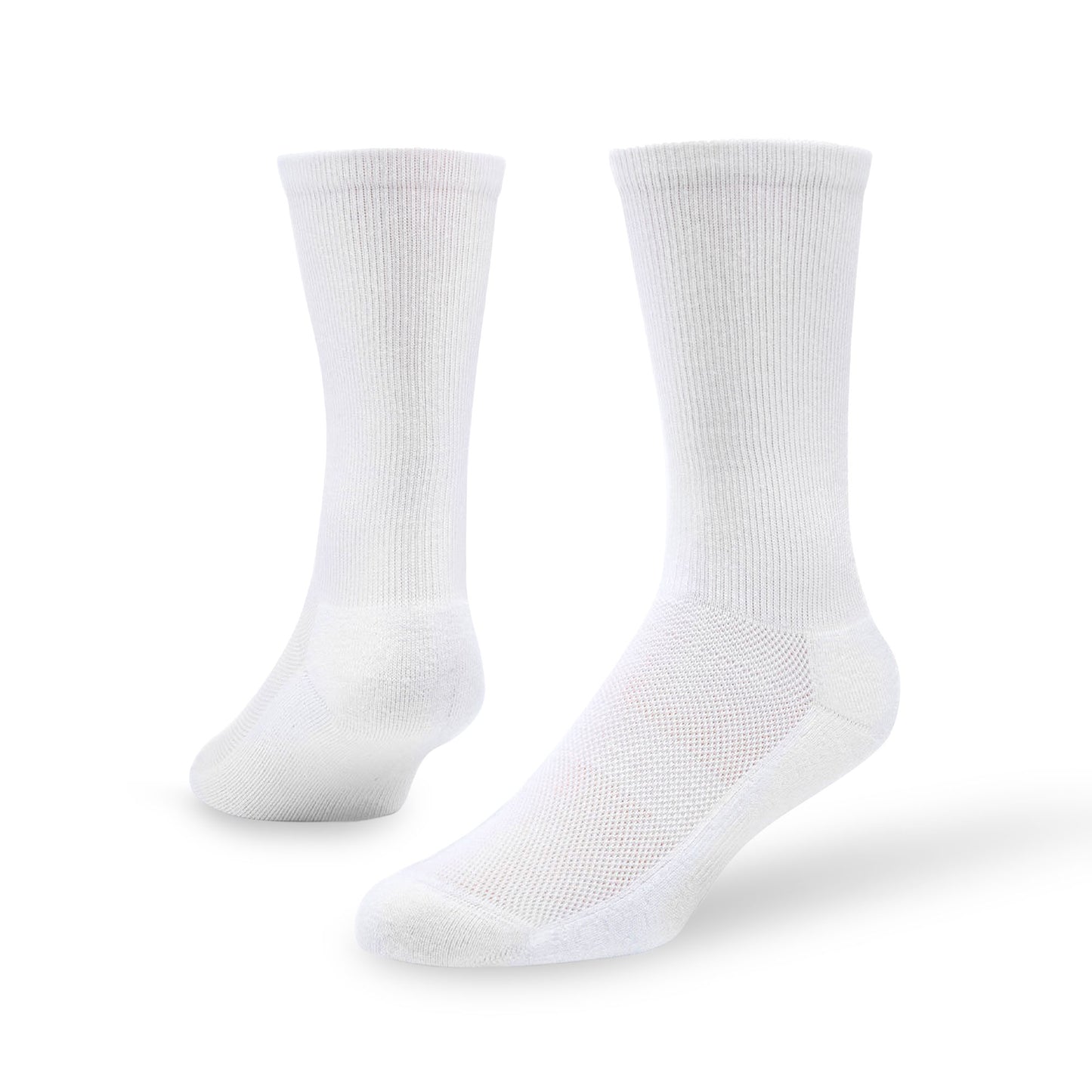 6 PACK ATHLETIC SPORT CREW SOCKS WHITE