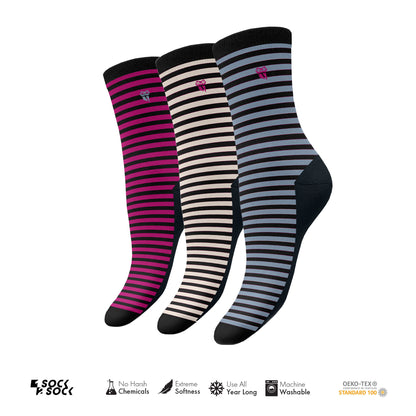 3 PACK COLORFUL COTTON SOCKS BLACK SET