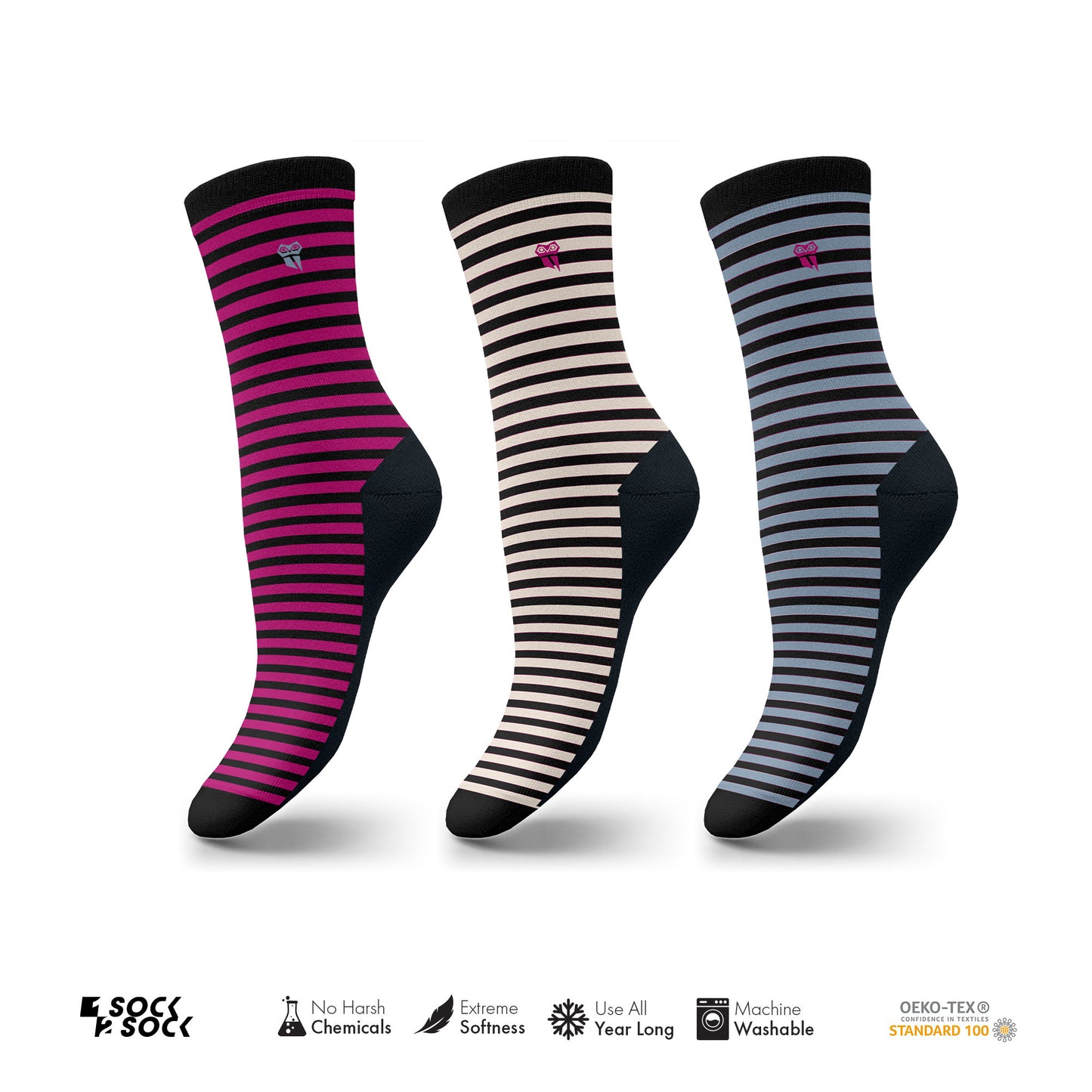 3 PACK COLORFUL COTTON SOCKS BLACK SET