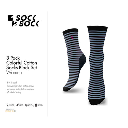 3 PACK COLORFUL COTTON SOCKS BLACK SET