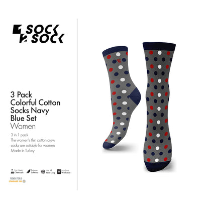 3 PACK COLORFUL COTTON SOCKS NAVY BLUE SET