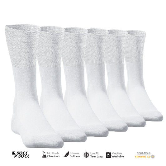 6 PACK DIABETIC SOCKS WHITE