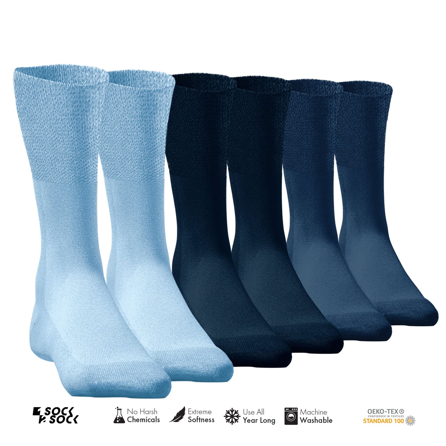 6 PACK DIABETIC SOCKS BLUE