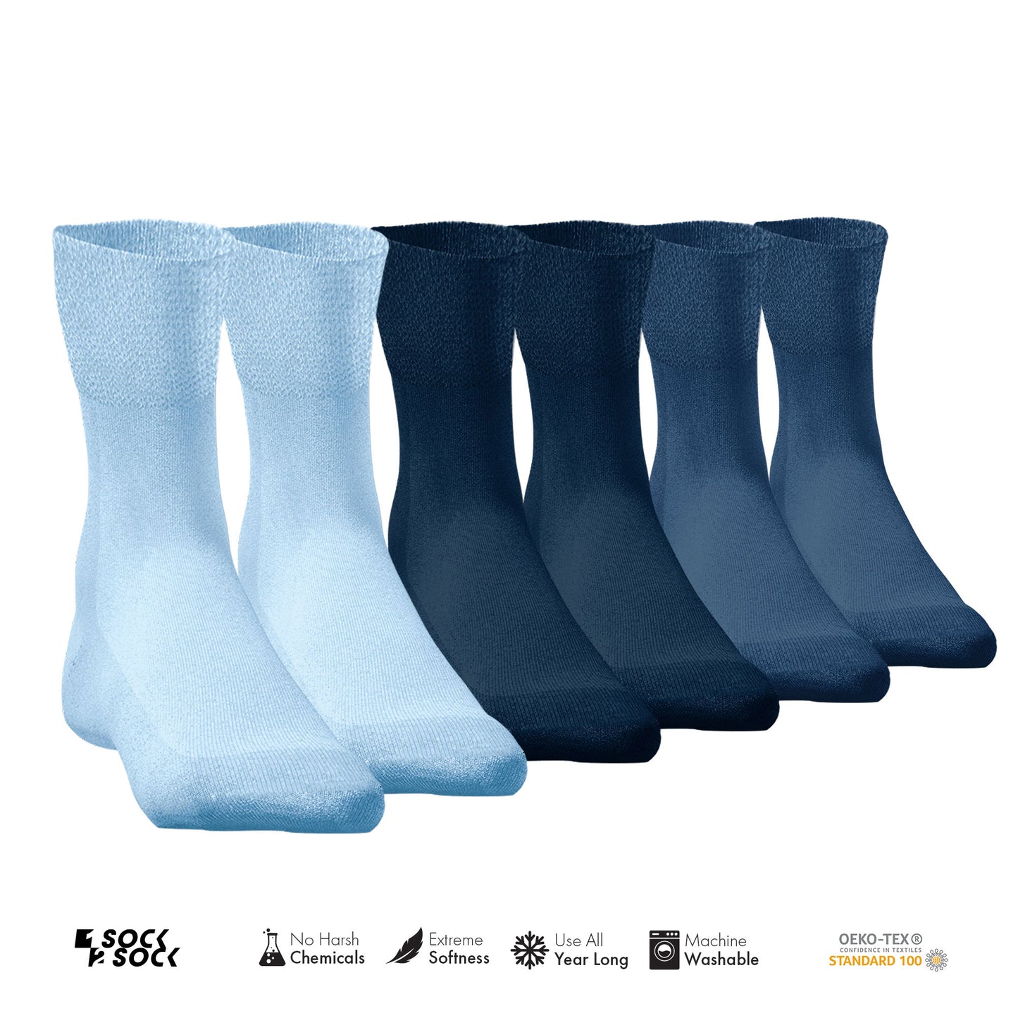 6 PACK DIABETIC QUARTER SOCKS FOR MEN AND WOMEN BLUE