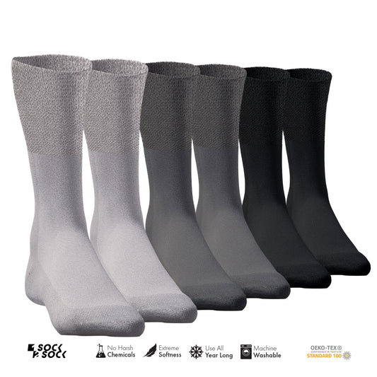 6 PACK DIABETIC SOCKS GREY