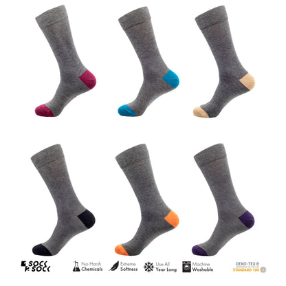 6 PACK BAMBOO SOCKS GREY