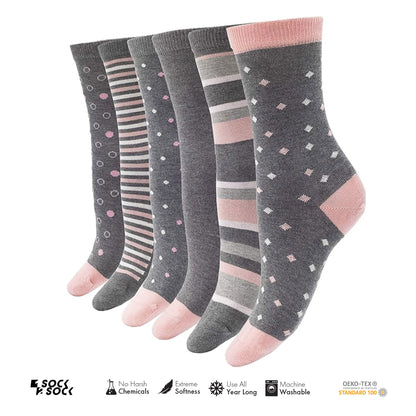 6 PACK BAMBOO SOCKS GREY