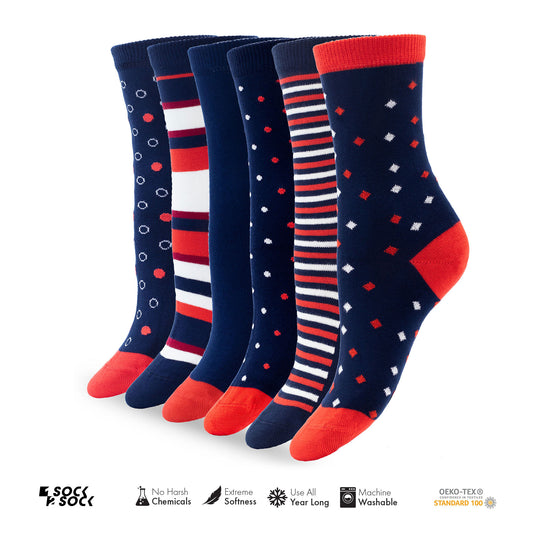 6 PACK BAMBOO SOCKS NAVY