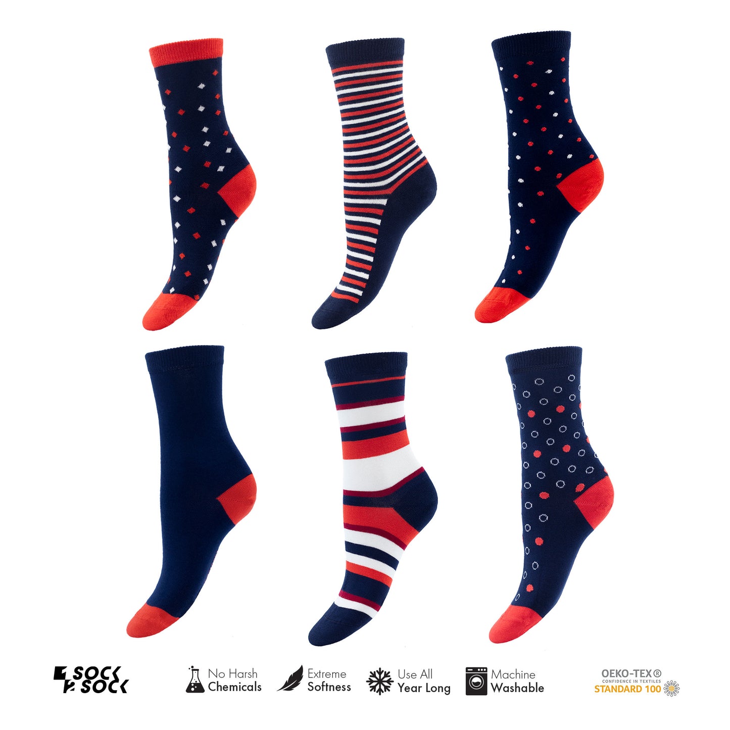 6 PACK BAMBOO SOCKS NAVY