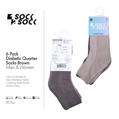 6 PACK DIABETIC QUARTER SOCKS FOR MEN AND WOMEN