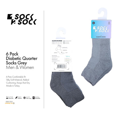 6 PACK DIABETIC QUARTER SOCKS FOR MEN AND WOMEN