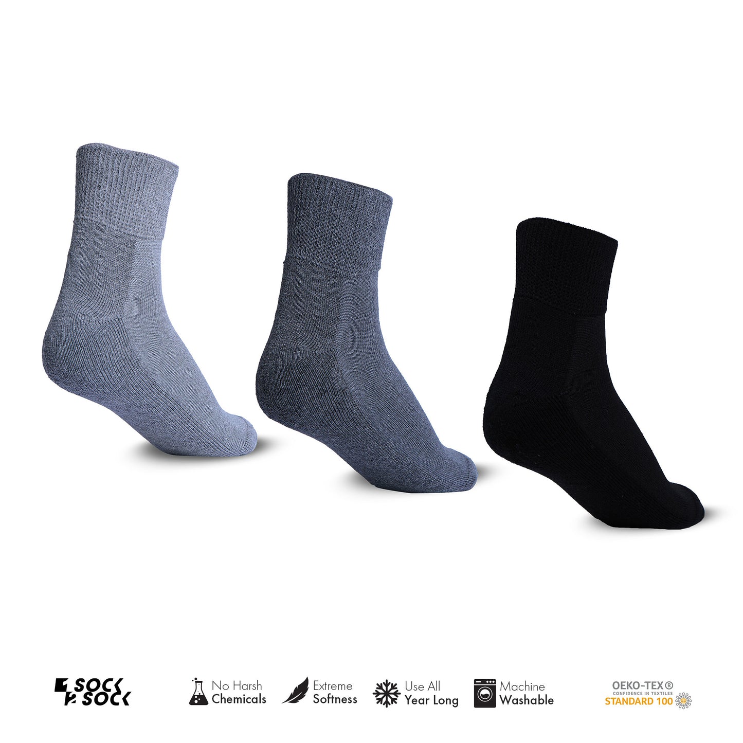 6 PACK DIABETIC QUARTER SOCKS FOR MEN AND WOMEN