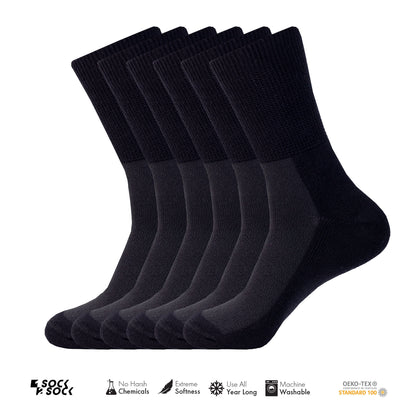 6 PACK DIABETIC SOCKS BLACK