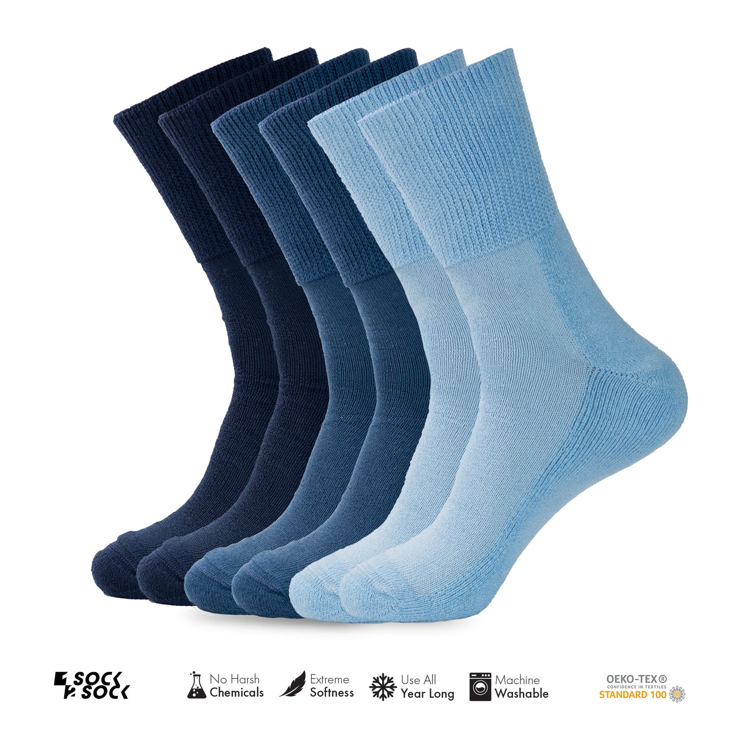 6 PACK DIABETIC SOCKS BLUE