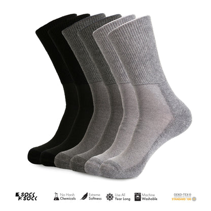 6 PACK DIABETIC SOCKS GREY