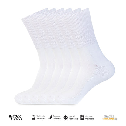 6 PACK DIABETIC SOCKS WHITE