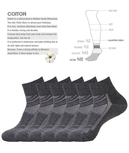 6 PACK QUARTER CREW SOCKS GREY