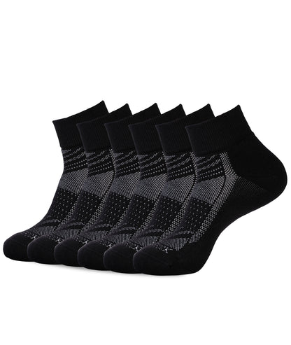 6 PACK QUARTER CREW SOCKS BLACK