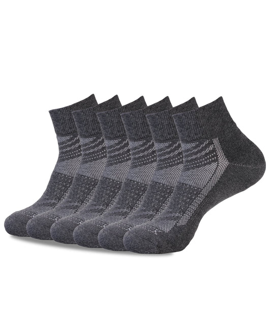 6 PACK QUARTER CREW SOCKS GREY