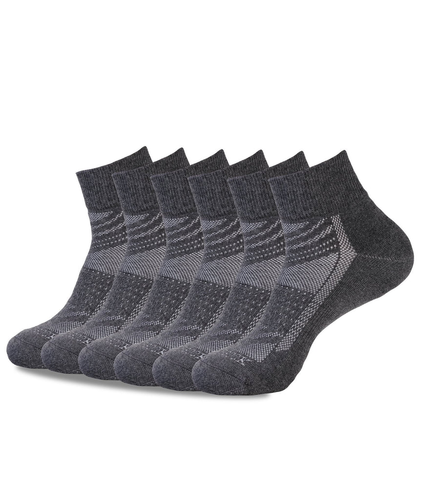 Mens Ankle Athletic Socks Quarter Cushioned Sports Running Casual Sock 6  Pack