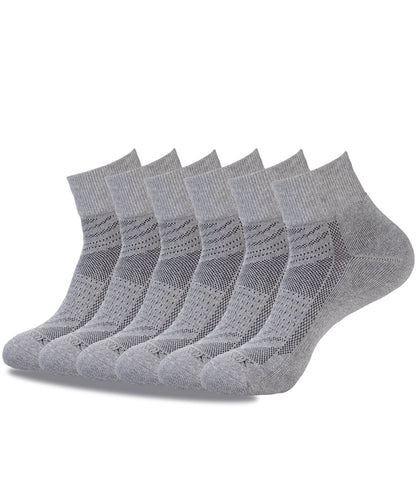 6 PACK QUARTER CREW SOCKS SILVER