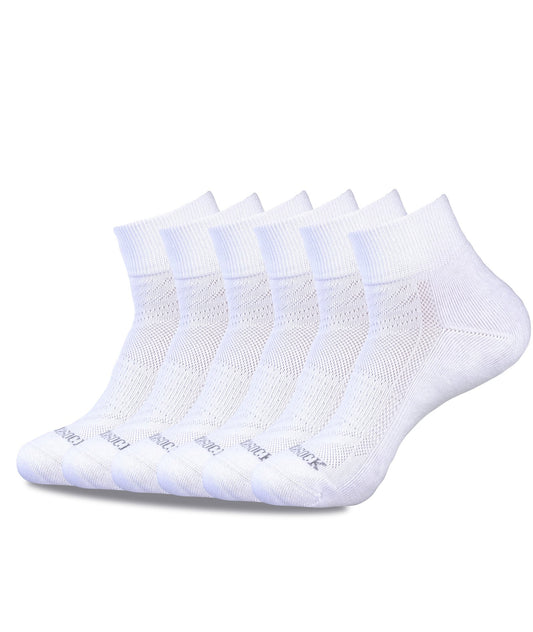 6 PACK QUARTER CREW SOCKS WHITE