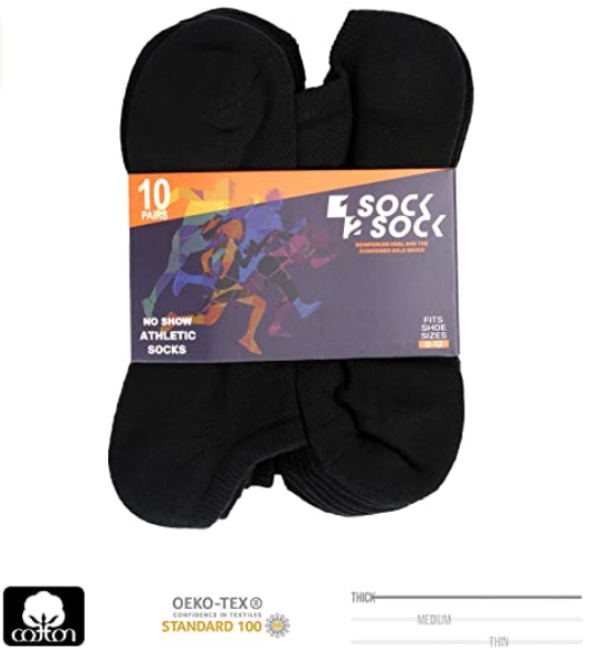 10 PACK NO SHOW CUSHION SOCKS