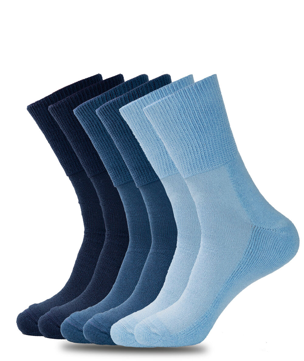 6 PACK DIABETIC SOCKS BLUE