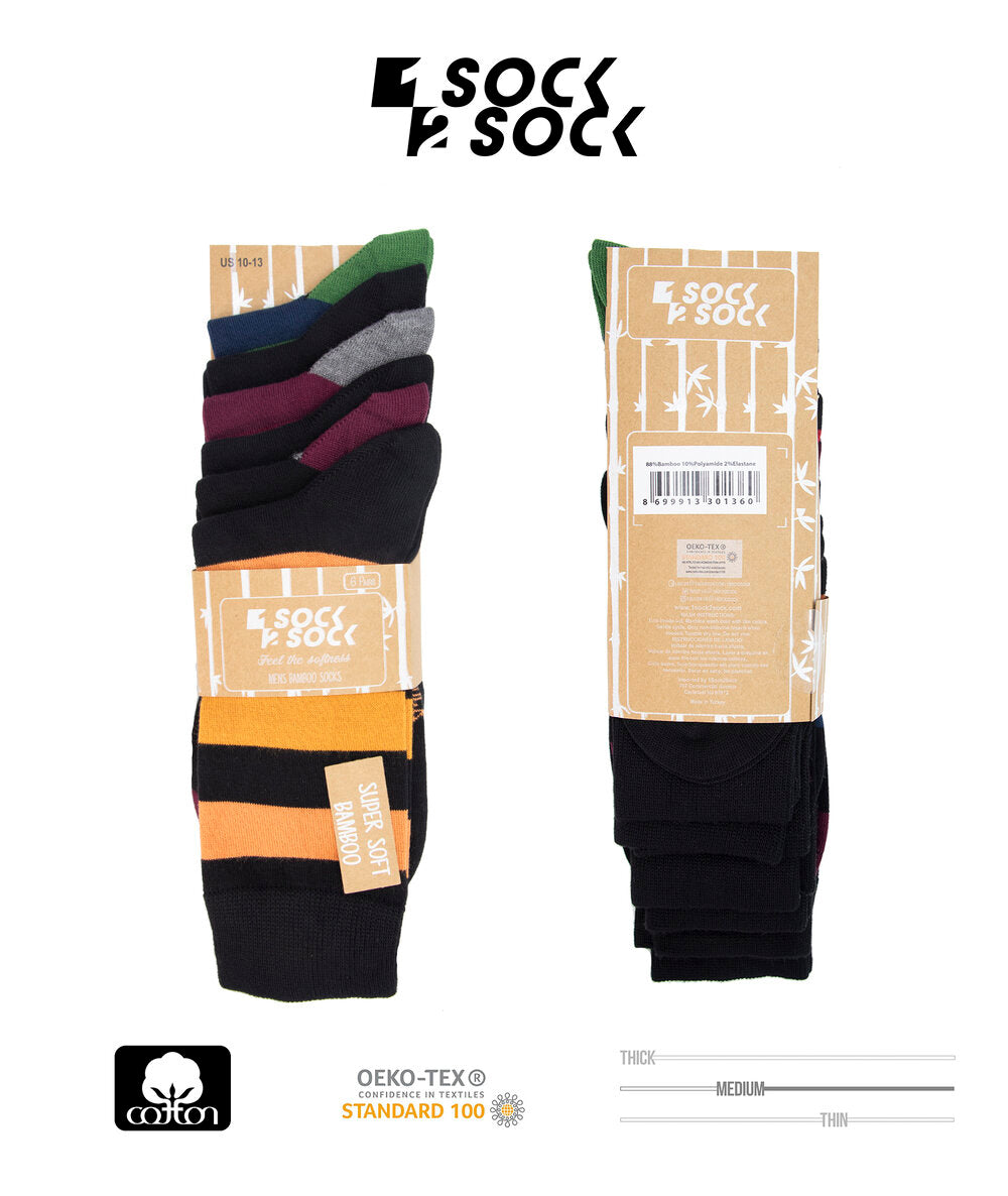 6 PACK BAMBOO SOCKS BLACK