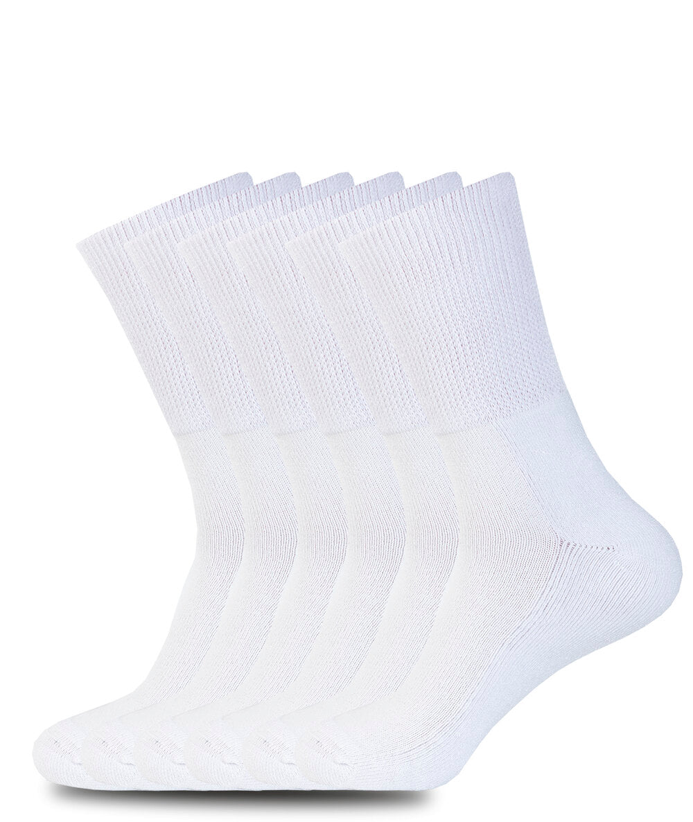 6 PACK DIABETIC SOCKS WHITE