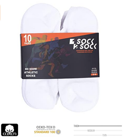 10 PACK NO SHOW CUSHION SOCKS